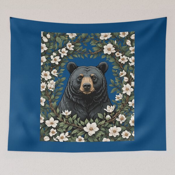 Item preview, Louisianan Black Bear Peeking Through Magnolia Flowers designed and sold by taiche.