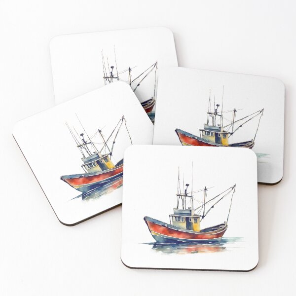 Item preview, Fishing Boat watercolor designed and sold by kolonjArt.