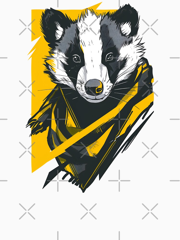Badger with a Striped Scarf - Black and Yellow - Fantasy Classic T-Shirt