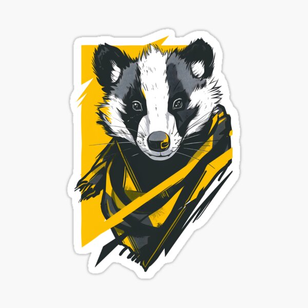 Item preview, Badger with a Striped Scarf - Black and Yellow - Fantasy designed and sold by Fenay Designs.
