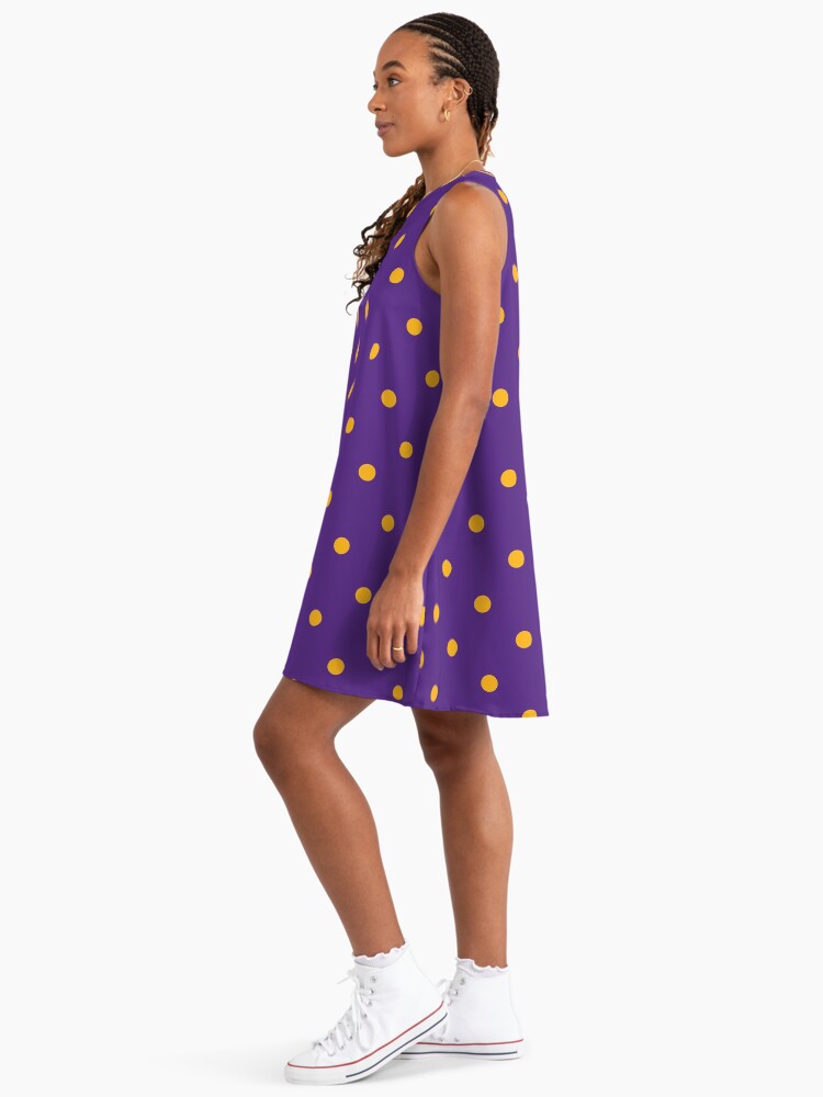 Polka Dots: Purple & Yellow Polka Dots A-Line Dress