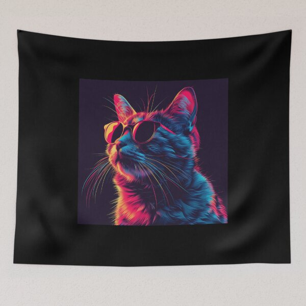 Item preview, Stylish Cat with Sunglasses in Vaporwave Aesthetics designed and sold by Artful-Adam.