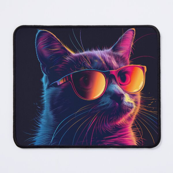 Item preview, Vaporwave Whiskerwave: Portrait of Cat with Sunglasses designed and sold by Artful-Adam.