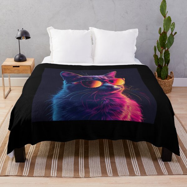 Item preview, Vaporwave Whiskerwave: Portrait of Cat with Sunglasses designed and sold by Artful-Adam.