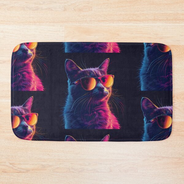 Item preview, Vaporwave Whiskerwave: Portrait of Cat with Sunglasses designed and sold by Artful-Adam.