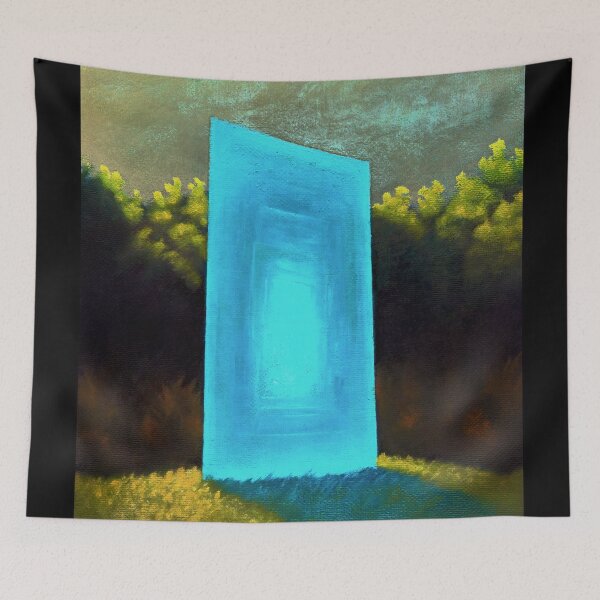 Item preview, Blue portal in a forest painting designed and sold by JuhaJoki.
