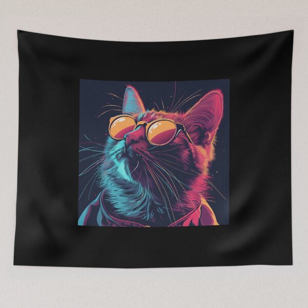 Item preview, Portrait of Stately Cat in Vaporwave Aesthetic designed and sold by Artful-Adam.