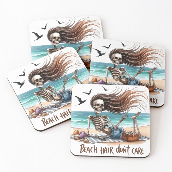 Item preview, Breezy Beach Days: Whimsical Skeleton - Beach Hair don't Care designed and sold by RebeccaRe.