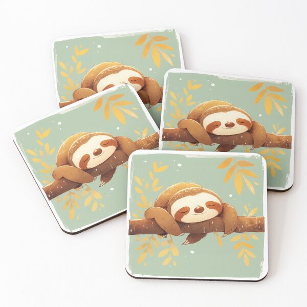 Item preview, Adorable sloth sleeping on tree designed and sold by JoyfulNat.