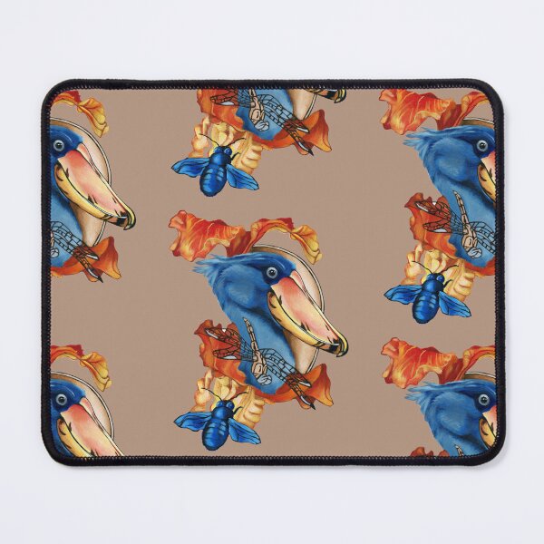 Item preview, Shoebill, dragonfly, and flowers designed and sold by KnowingWonder.