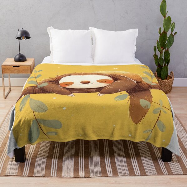 Item preview, Cute, lazy sloth sleeping on tree  designed and sold by JoyfulNat.