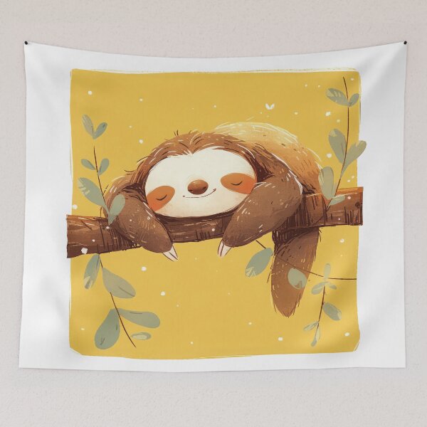 Item preview, Cute, lazy sloth sleeping on tree  designed and sold by JoyfulNat.