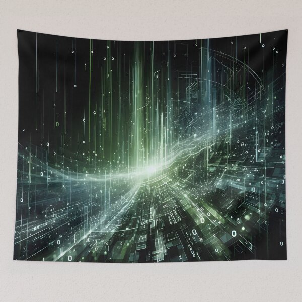 Item preview, Mesmerizing Digital Rain Green Graphic Art - Futuristic Design designed and sold by PandaTShirtShop.
