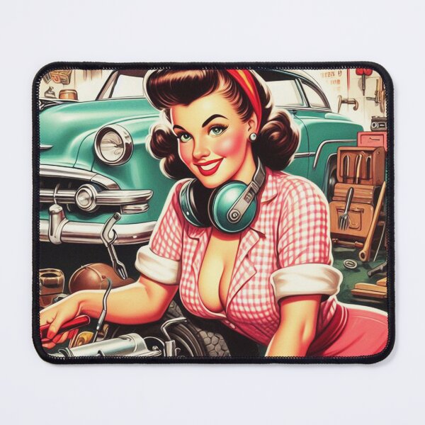 Item preview, Vintage Mechanic Pin-up designed and sold by PulpVintage.