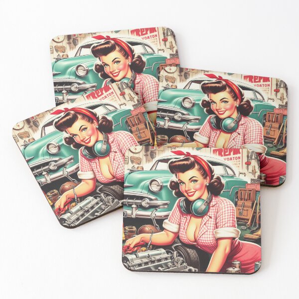 Item preview, Vintage Mechanic Pin-up designed and sold by PulpVintage.