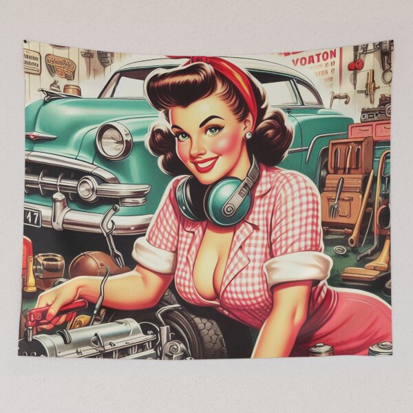 Item preview, Vintage Mechanic Pin-up designed and sold by PulpVintage.