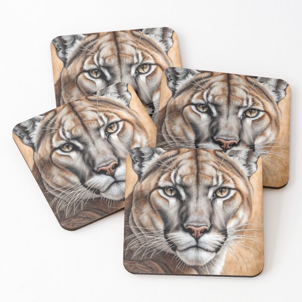 Item preview, Colorful Portrait of a Cougar Wild Cat designed and sold by Petalandfur.