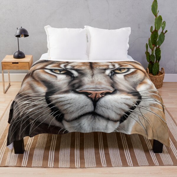 Item preview, Colorful Portrait of a Cougar Wild Cat designed and sold by Petalandfur.