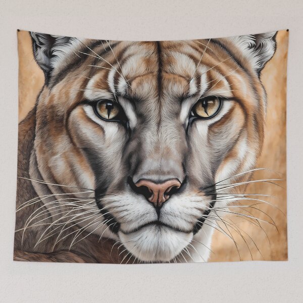 Item preview, Colorful Portrait of a Cougar Wild Cat designed and sold by Petalandfur.