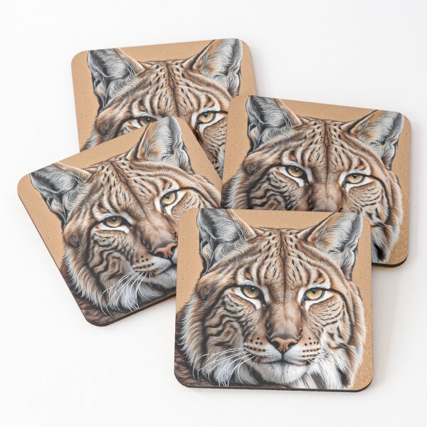 Item preview, Colorful Portrait of a Eurasian Lynx Wild Cat designed and sold by Petalandfur.