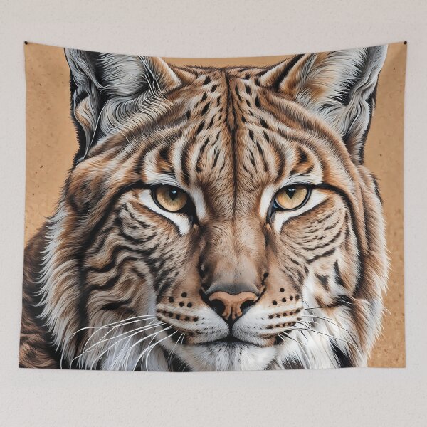 Item preview, Colorful Portrait of a Eurasian Lynx Wild Cat designed and sold by Petalandfur.