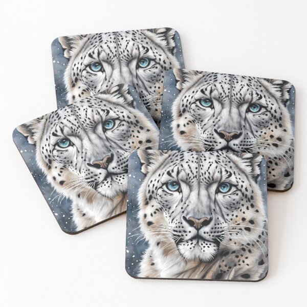 Item preview, Colorful Portrait of a Snow Leopard Wild Cat designed and sold by Petalandfur.