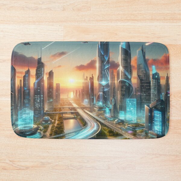 Item preview, Futuristic skyline with evening atmosphere designed and sold by bernhagen.