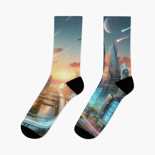 Item preview, Futuristic skyline with evening atmosphere designed and sold by bernhagen.