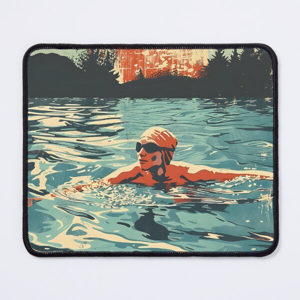 Item preview, Swimmer wild water swimming retro sunset designed and sold by Wildflow Creations.