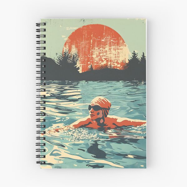 Item preview, Swimmer wild water swimming retro sunset designed and sold by Wildflow Creations.