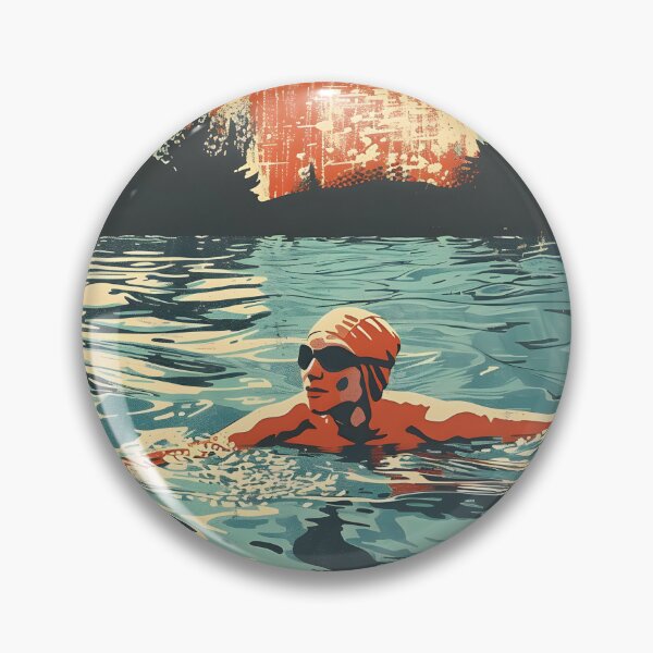 Item preview, Swimmer wild water swimming retro sunset designed and sold by Wildflow Creations.