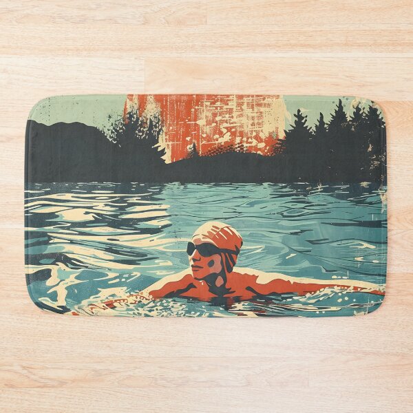 Item preview, Swimmer wild water swimming retro sunset designed and sold by Wildflow Creations.