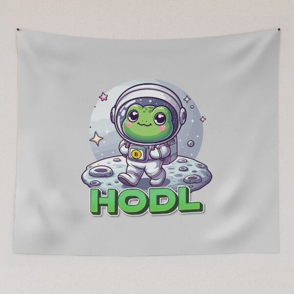 Item preview, a cute frog astronaut walking on the moon designed and sold by CryptoFunMerch.