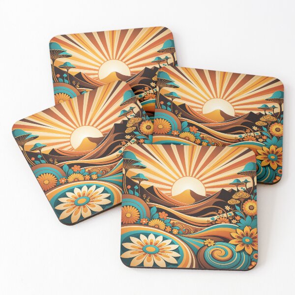 Item preview, Groovy Retro Vintage 70s Mountain Sunrise designed and sold by Prints and Lifestyle.