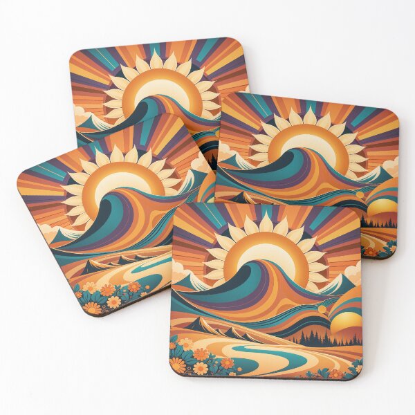 Item preview, Groovy Retro Vintage 70s Mountain Sunrise designed and sold by Prints and Lifestyle.