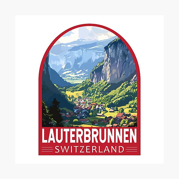 Item preview, Lauterbrunnen Switzerland Travel Art Emblem designed and sold by KrisSidDesigns.