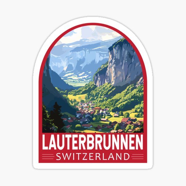 Item preview, Lauterbrunnen Switzerland Travel Art Emblem designed and sold by KrisSidDesigns.