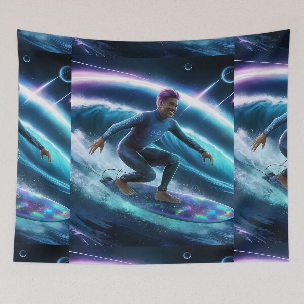 Item preview, Space Surfer blue galaxy surfing designed and sold by DunuStore.