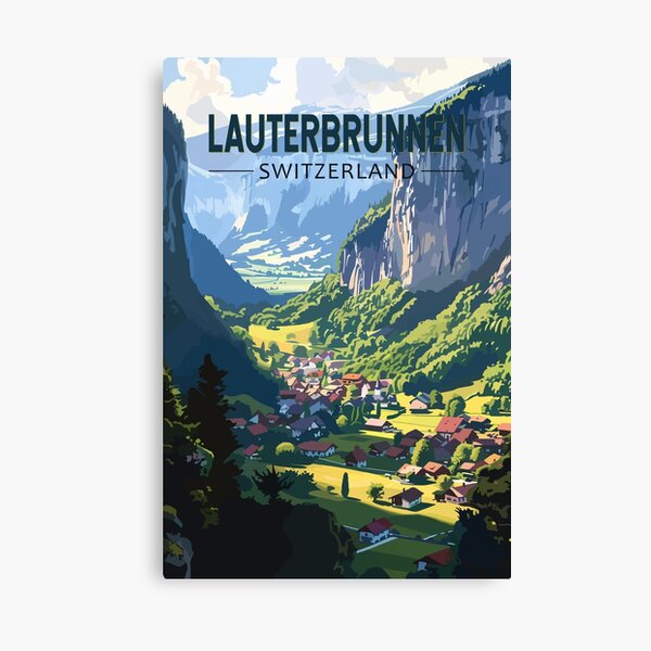 Item preview, Lauterbrunnen Switzerland Travel Art Vintage designed and sold by KrisSidDesigns.