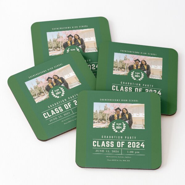 Item preview, Grad Party Invite 4 Green background customizable photo and details designed and sold by Ideas-BYDESiGN.