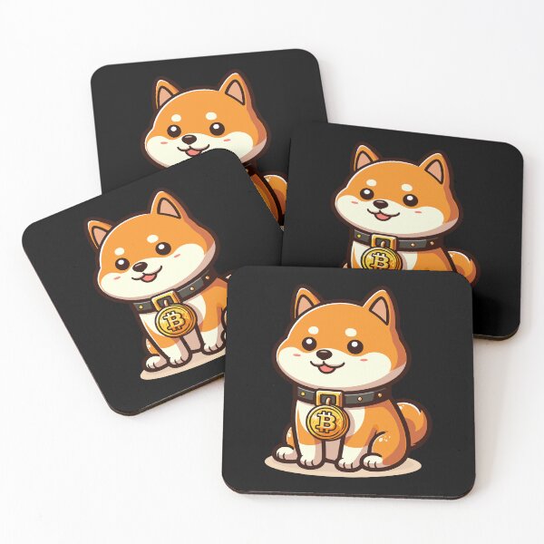 Artikelvorschau, ein süßer Shiba Inu mit Bitcoin Halsband entworfen und verkauft von CryptoFunMerch.