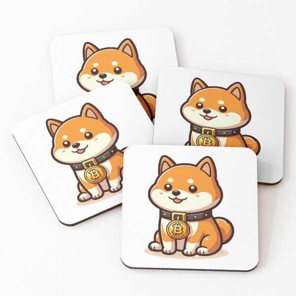 Artikelvorschau, ein süßer Shiba Inu mit Bitcoin Halsband entworfen und verkauft von CryptoFunMerch.