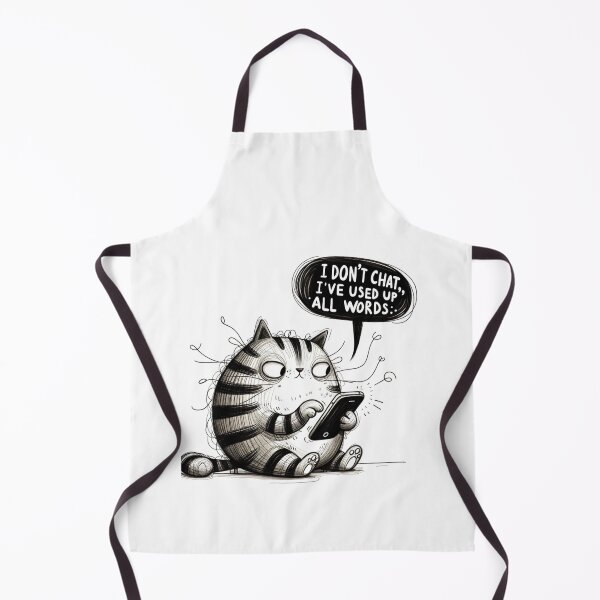 Item preview, Whimsical Cat Quote - 'I've Used Up All My Words' - Introvert Art designed and sold by BlueGoldArt.