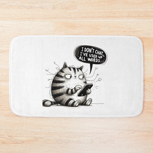 Item preview, Whimsical Cat Quote - 'I've Used Up All My Words' - Introvert Art designed and sold by BlueGoldArt.
