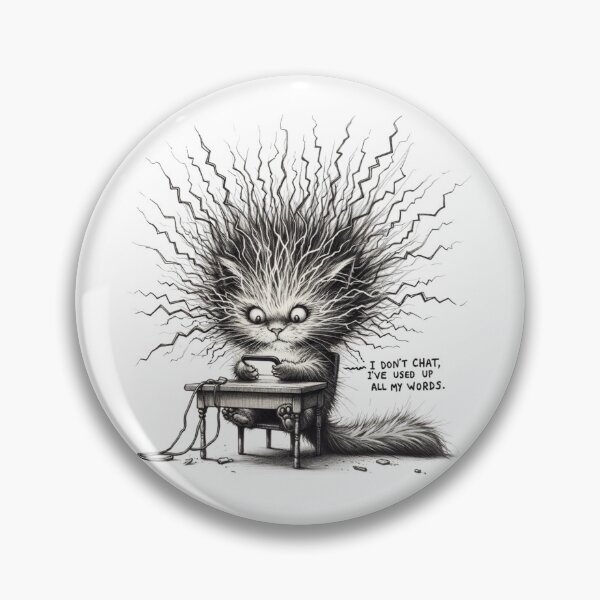 Item preview, I Don't chat, I've used up all my words Whimsical Cat Quote designed and sold by BlueGoldArt.