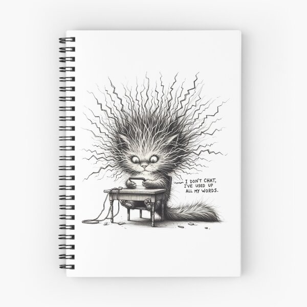 Item preview, I Don't chat, I've used up all my words Whimsical Cat Quote designed and sold by BlueGoldArt.