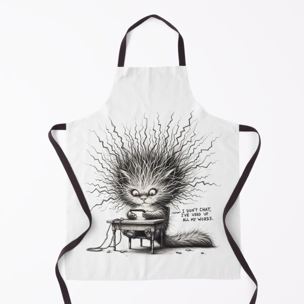 Item preview, I Don't chat, I've used up all my words Whimsical Cat Quote designed and sold by BlueGoldArt.