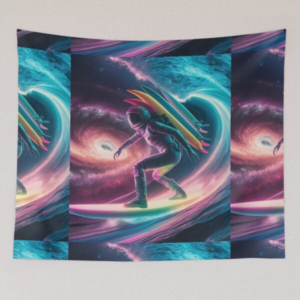 Item preview, Rainbow Space Surfer man with surfing boards designed and sold by DunuStore.