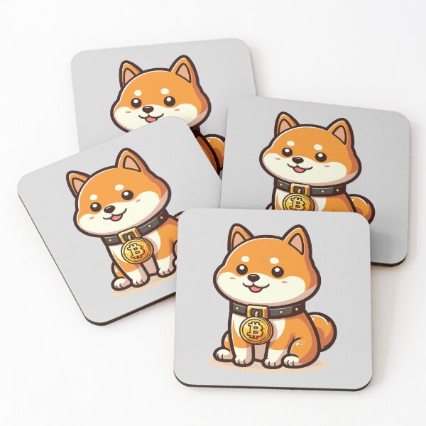 Artikelvorschau, ein süßer Shiba Inu mit Bitcoin Halsband entworfen und verkauft von CryptoFunMerch.