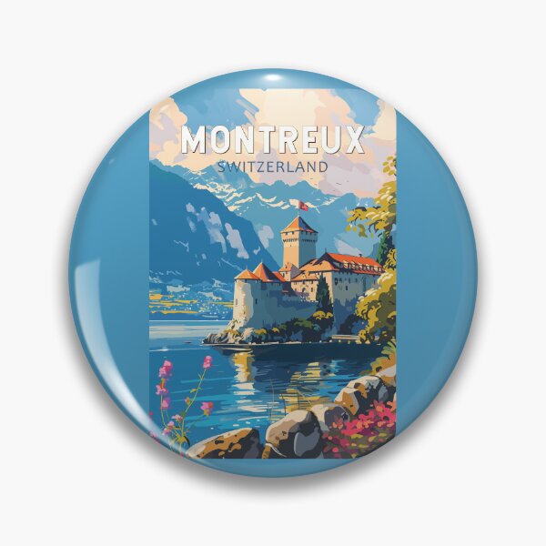 Item preview, Montreux Switzerland Travel Art Vintage designed and sold by KrisSidDesigns.